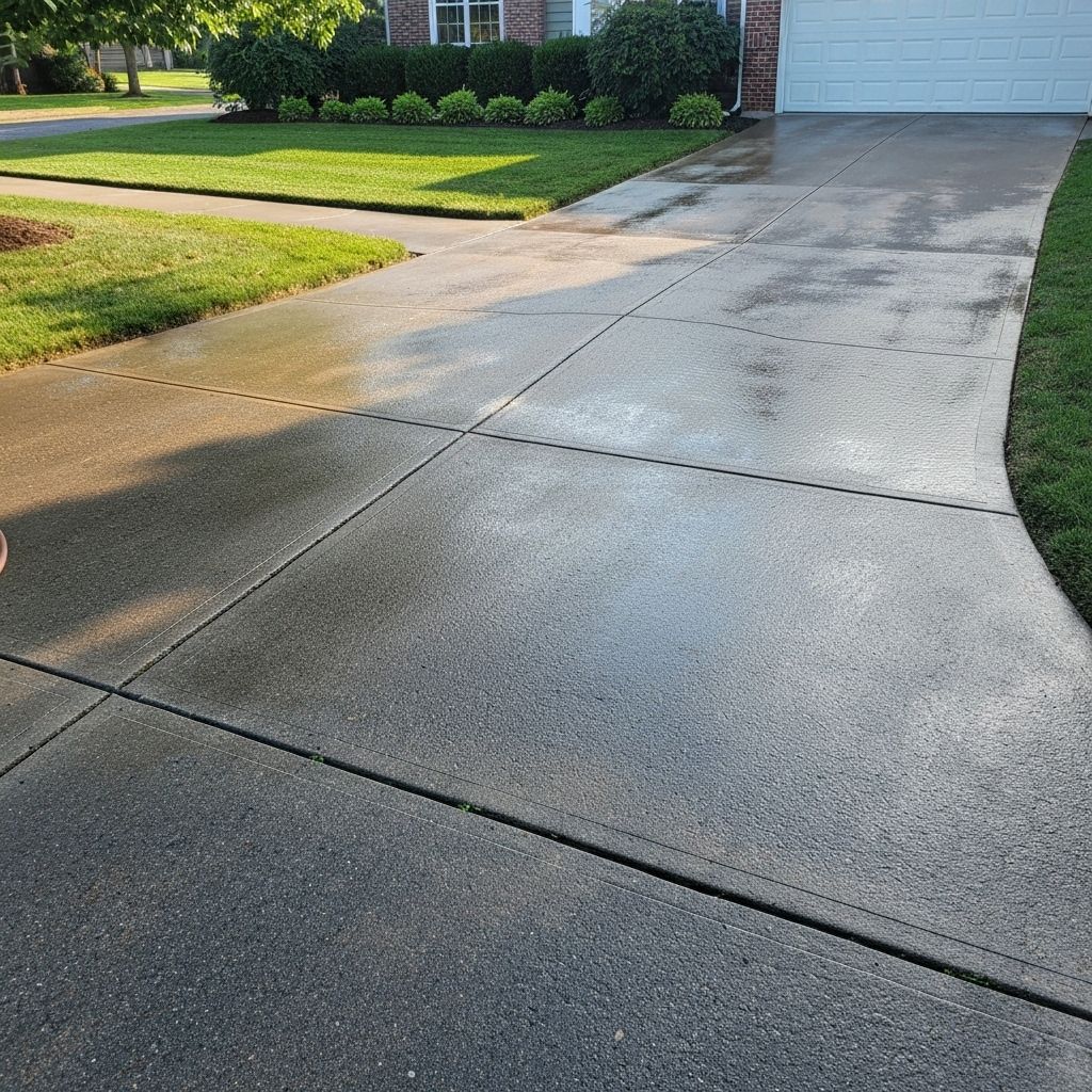 Pressure washed driveway